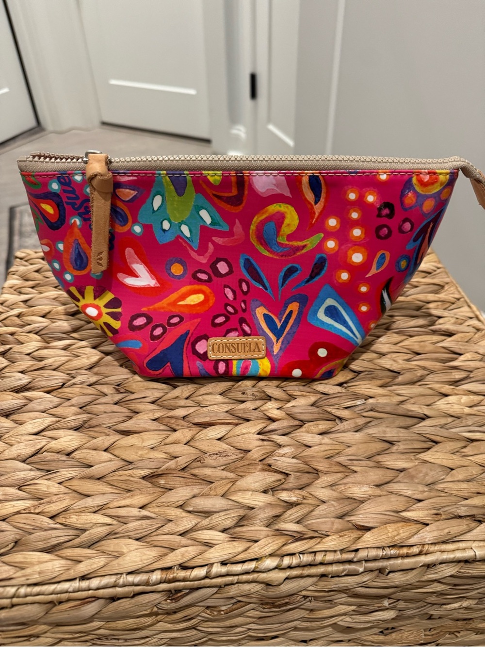 Consuela Pink Multicolor Floral & Abstract Cosmetic Pouch